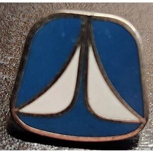 Vintage Enamel Sailboat Pin - 3/4 Inch